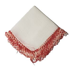 VINTAGE HANKIE PINK OMBRE CROCHET EDGE HANDMADE POCKET SCARF BRIDAL